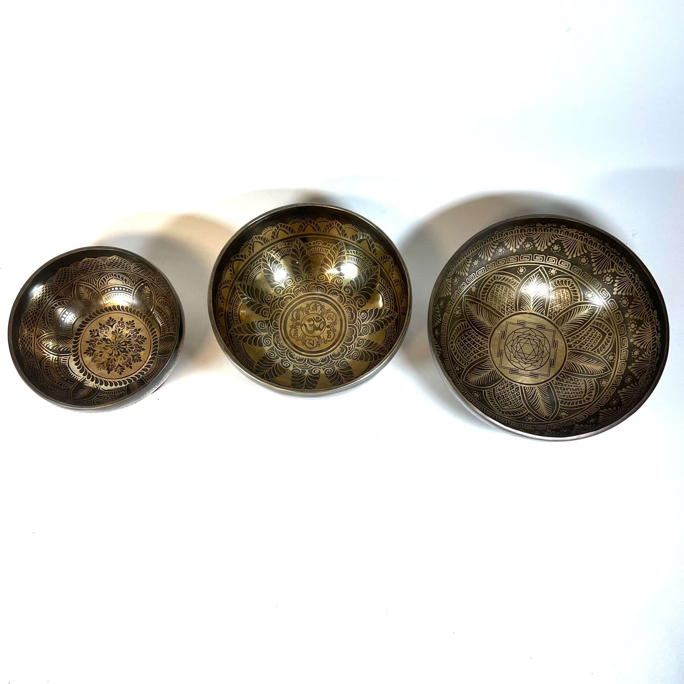 Tibetan Engraved Singing Bowl Set Inside