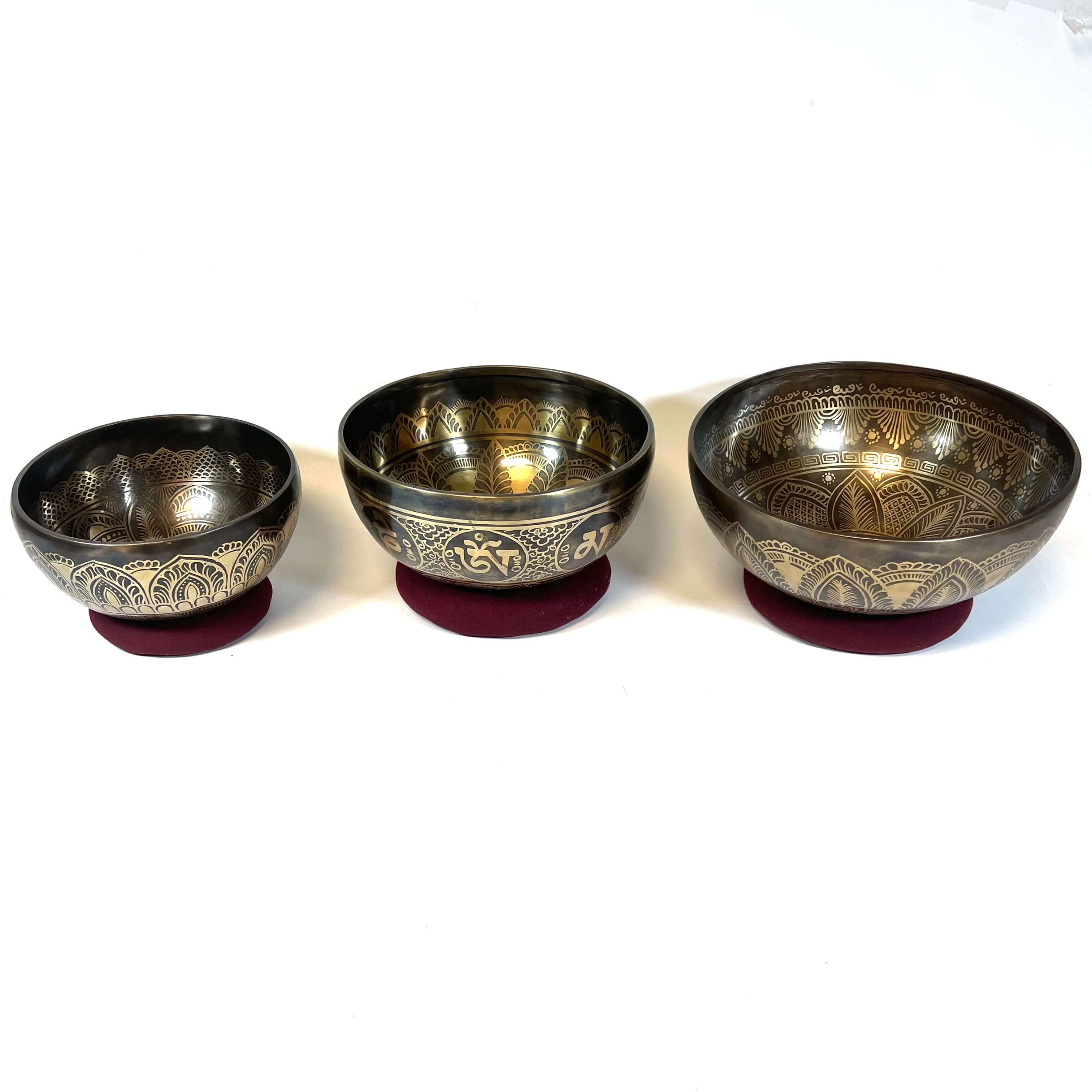 Tibetan Engraved Singing Bowl Set