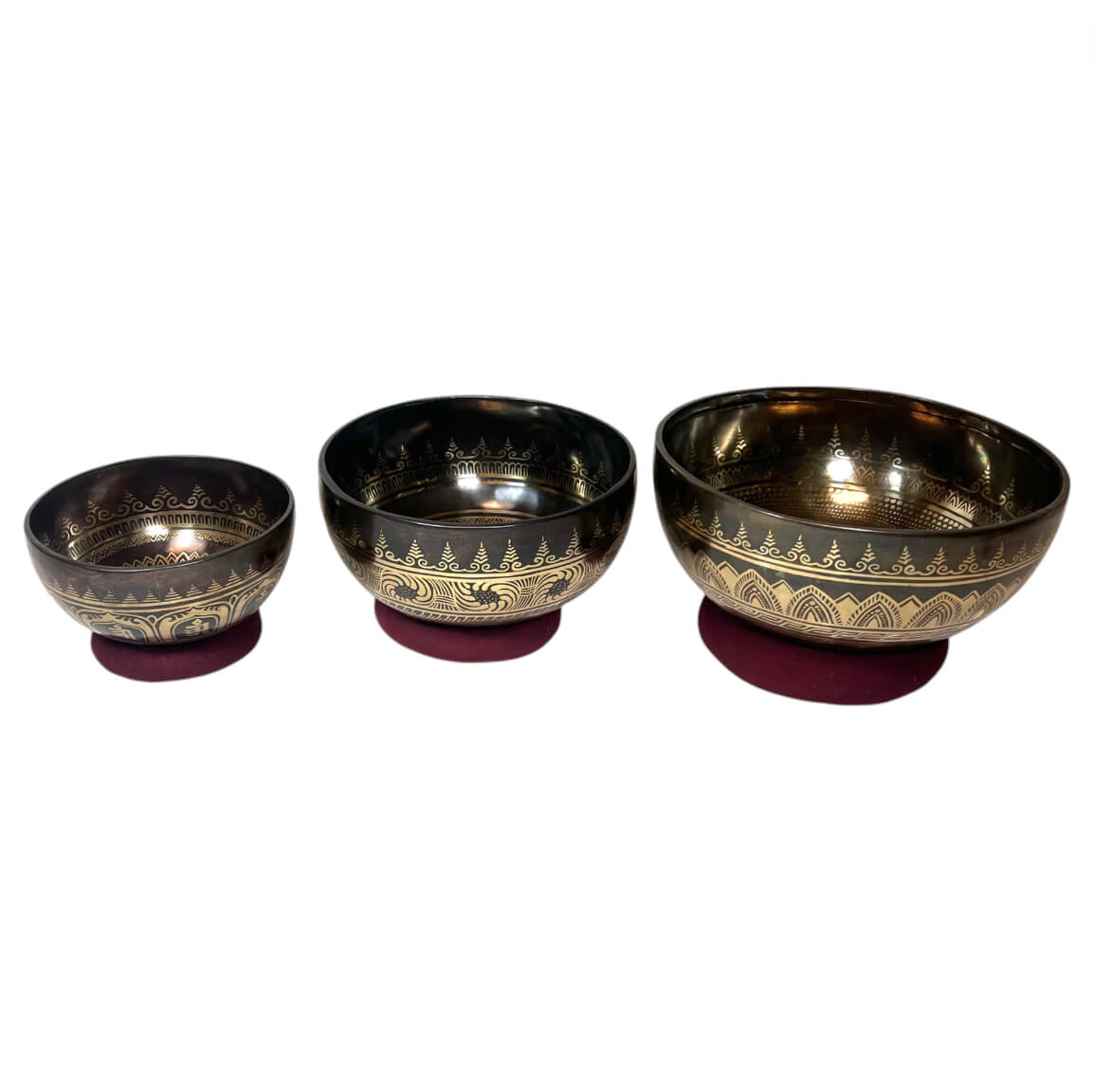 Tibetan Engraved Singing Bowl Set